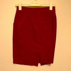 J Crew Maroon Pencil Skirt w/ Pockets